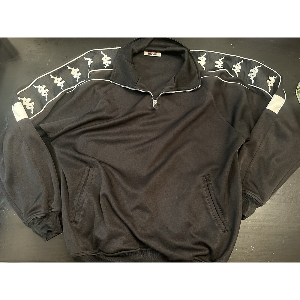 Vtg Kappa Half Zip Pullover Black *Size Large